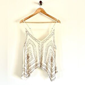 Free People - Beaded Elegant Cream Women's Asymmetrical Top